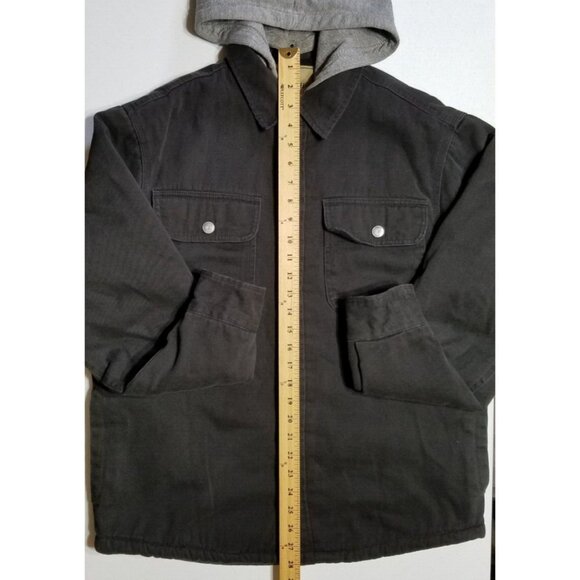 JACHS New York Snap Up Removable Hood Faux Fur Lined Black Canvas Jacket Men's M - Picture 2 of 14